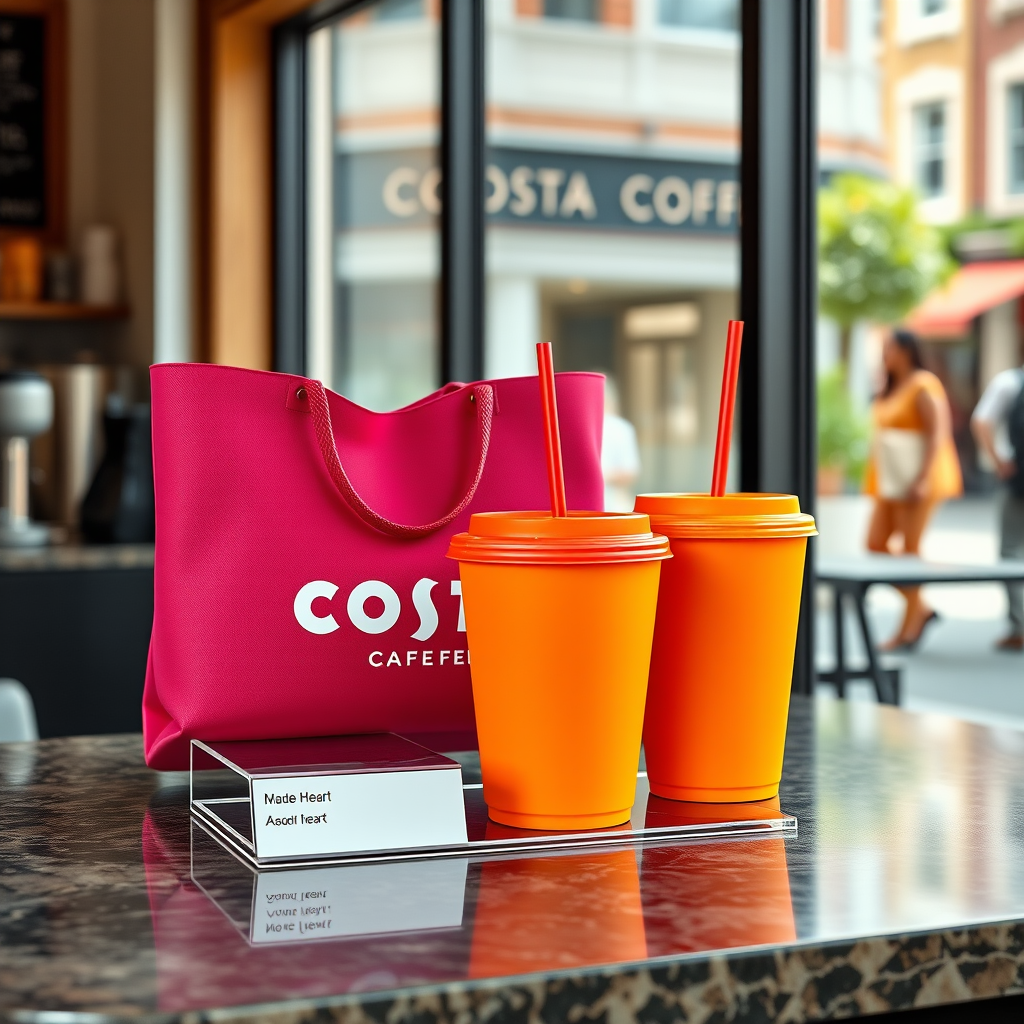 Customers queue for Costa Coffee's stylish new summer cups and bags